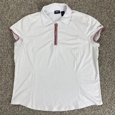 Camisa Polo IZOD Para Mujer XL Blanca 1/4 Cremallera X-tra Seca RWB Borde Golf Malla Atlética Foto 1 de 4