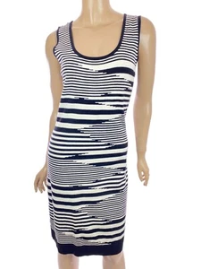 Carmen Marc Valvo Knit Sheath Dress Size M Black & White Sleeveless Rayon/Nylon - Picture 1 of 5