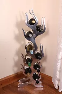 9 Botella de Vino Bebidas Estante Autónomo Suelo O de Mesa Aluminio Pulido - Imagen 1 de 5