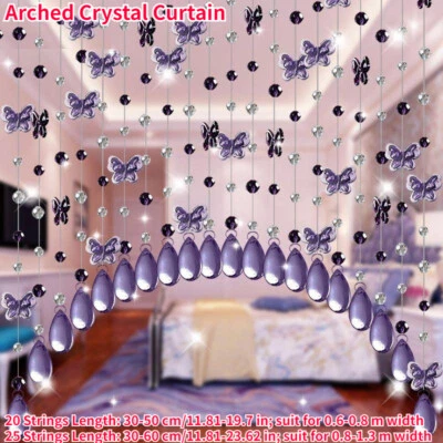 20-25 Cordons Arqué Cristal Rideau Papillon Perlé Tenture Murale Décor Frange - Photo 1/4