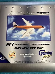 GeminiJets BI Braniff Boeing 707-327 1:400 Die Cast Airplane Model N7102 Orange - Picture 1 of 10