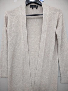 Theory Sweater Womens S Oatmeal Cardigan Open Long Linen Cashmere Blend Relax - Picture 1 of 20