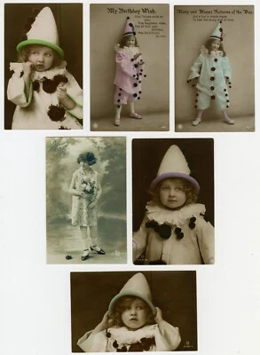 Lot of 6 Vintage 1910s RPPC Post Card Photographs Cute Kids In Costumes - Image 1 of 4