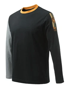 Beretta Victory Corporate T-Shirt Long Sleeves Black & Orange - Picture 1 of 4