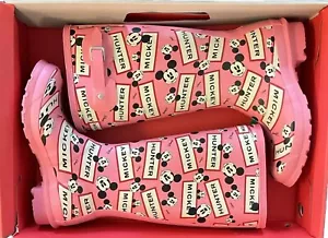 Disney x Hunter Boots Mickey Mouse Rain Boots Girl’s Size 5 Pink Shiver NEW - Picture 1 of 12