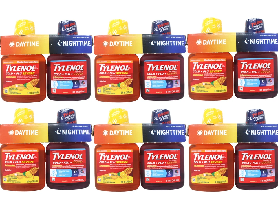 Tylenol Cold Flu Severe Day & Night Liquid Cough Medicine 2-Count 8 fl. Oz
