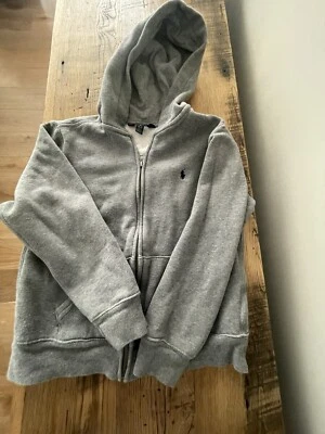 Boys Ralph Lauren Polo Zipper Fall  Jacket Hoodie Zip Up Gray Logo Medium 10-12 - Image 1 of 4