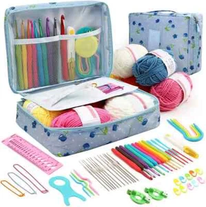 59Pcs/Set Portable Crochet Knitting Set DIY Beginner Crochet Hook Kit With Bag - Picture 1 of 22