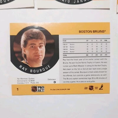 1990 Boston Bruins full team,  w/Bourque error Pro Set trading cards, near mint! - Image 1 of 4