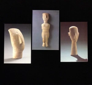 Cycladic & Ancient Greek Art Museum Postcard Lot of 3 Marble Statues - Picture 1 of 9