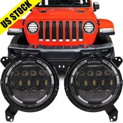 Combo de faros LED halo para Jeep Wrangler JL JLU Gladiator 2018 2019 2020 2023 Foto 1 de 4