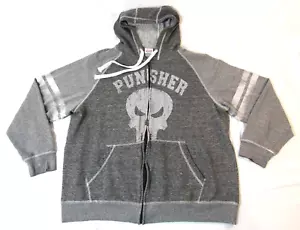 Punisher Marvel Mad Engine Full Zip Sweatshirt Hoodie Pockets Gray Size XL Flaw - Picture 1 of 11