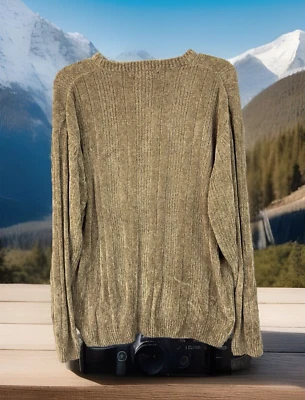 Vintage Geoffrey Beene Sweater Men's L Brown Ribbed Knit Made In Korea - Image 1 of 4