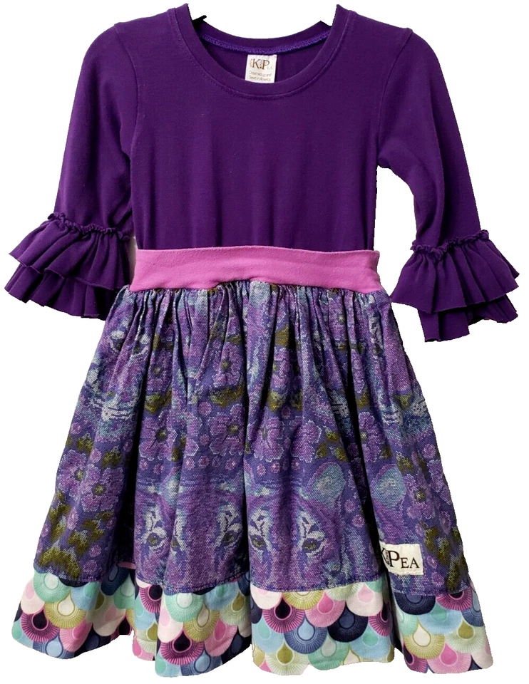 Vestido KPea Volantes Tigre 2T Sirena Escala Ajuste Acampanado Púrpura Cómodo Elastizado Escuela Foto 1 de 4
