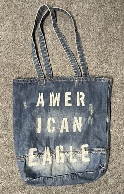American Eagle джинсовой ткани сумка с короткими ручками искусственно состаренный синий Jean средний размер сумочки  - Изображение 1 из 4