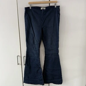 Free People Schlagjeans Penny Pull On Gr. 32 UK 18 Mid Rise Boho Navy - Bild 1 von 14