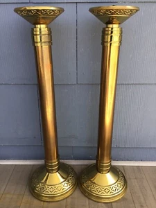 Vintage Pair of Solid Brass Excelsis Church Altar Candlesticks 24 1/4" High - Picture 1 of 17