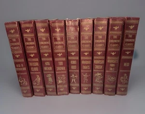 1957 The Children’s Classics Book Set 9 Vols Red Faux Leather John C. Winston - Picture 1 of 9