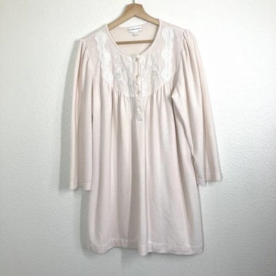 Miss Elaine Nightgown Womens Large Long Sleeve Lace Floral Embroidered Pajama - Image 1 of 4