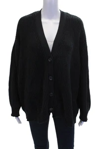 Jenni Kayne Womens Cotton Long Sleeve Button Down Cardigan Black Size L - Picture 1 of 7