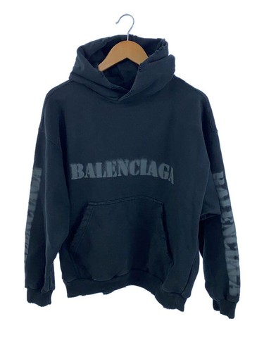BALENCIAGA felpa con cappuccio XXS cotone nero tipo stencil Usata