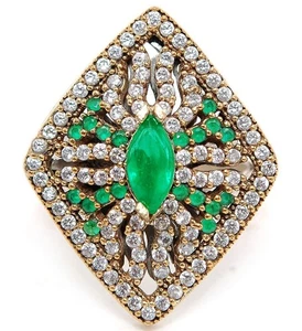 Osmanisches Empire Stil 2 kt behandelter Smaragd 925 Sterlingsilber Ring Größe 6 H2-6 - Bild 1 von 3