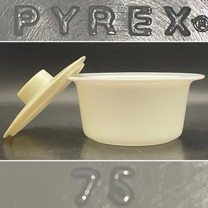 Pyrex Just White #75 Milk Glass Round Margarine/Butter Dish c1970s USA 5.75"dia - Picture 1 of 11