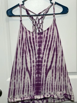 Camiseta sin mangas Maurices púrpura blanca tie dye correa trenzada para mujer mediana hippie boho Foto 1 de 4