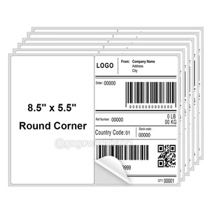50-1500 Shipping Labels 8.5" x 5.5" Round Corner 2 Label Per Sheet Self Adhesive - Picture 1 of 7