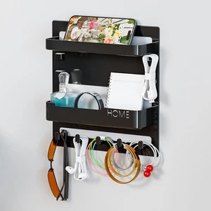 Wall Mount Shelf Organizer Plastic Space Saving Sturdy Bedside Wall Organizer - Picture 1 of 24