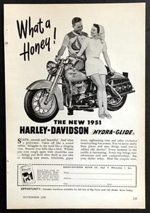 1951 Harley Davidson *What a Honey* Hydra-Glide original vintage AD - Picture 1 of 1