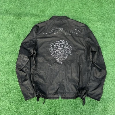 Винтажная мотоциклетная куртка Ed Hardy с двусторонними стразами Harrington размер XL - Изображение 1 из 4