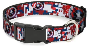 Plastic Clip Collar - Marvel Captain America Shield Digital Camo: WCA041 15"-26" - Picture 1 of 3