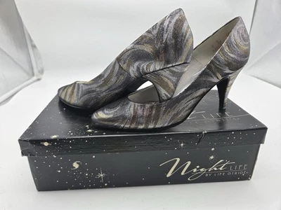 1970s Disco Zebra Pumps Vintage Life Stride Silver Gold Stiletto Heels Size 7 - Image 1 of 4