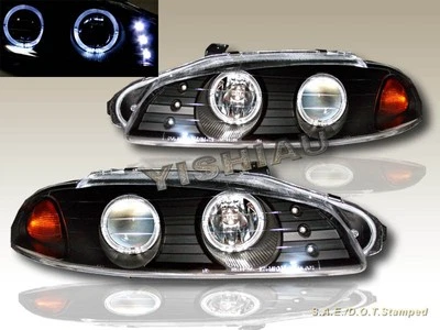 Faros proyectores negros dos halo LED Mitsubishi Eclipse 1997 1998 1999 Foto 1 de 2