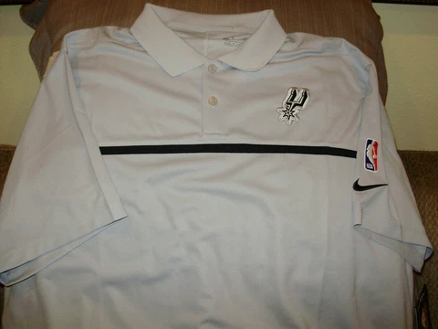 NBA San Antonio Spurs NIKE Dry Dri Fit CN4120 Gray Hoops Polo Golf Shirt Mens XL Cover