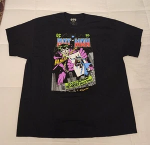 VINTAGE DC BATMAN "THE JOKER'S BACK IN TOWN!" COMIC COVER SHIRT SIZE XXL BLACK - Picture 1 of 4