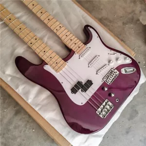 Purple Double Necks Electric Guitar,4 Electric Bass&6 Strings Guitar BJ730 - Picture 1 of 5