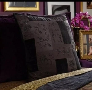 Ralph Lauren Bohemian Beaded Quilted Pillow Sham Black - Rare - NWT Square Euro - Bild 1 von 3