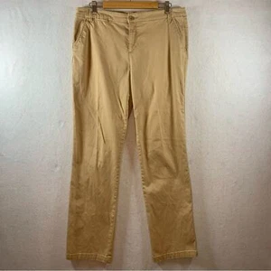 St. John's Bay Womens Pants Sz 14 Tan Casual Twill Pants Straight Leg Pockets - Picture 1 of 14