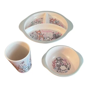 Disney Bambi Thumper Flower Bamboo Fibre Kids Dinnerware Set Springtime Pastel - Picture 1 of 15