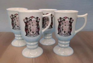 4 Sterling Vitrified China Coffee Pedestal Mugs - Restaurant Ware "The Optimist" - Picture 1 of 13