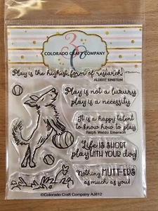 Colorado Craft Company Anita Jeram AJ812 Play Ball Clear Stamp Set dog - Picture 1 of 1
