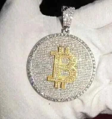 Colgante redondo de plata de ley 925 con dije de diamantes creados en laboratorio de 3 quilates para hombre Foto 1 de 3