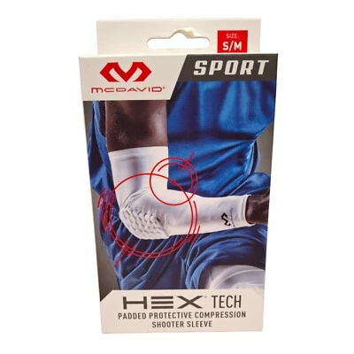 McDavid Arm Hex Tech Padded Protective Compression White Shooter Sleeve Size S/M - Image 1 of 3