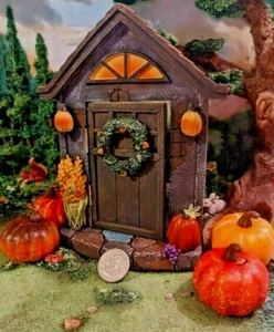 Fall Door w Pumpkins hinged MI 55908 Miniature Fairy Garden Dollhouse - Picture 1 of 10