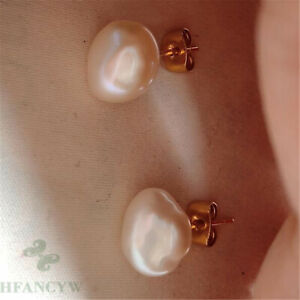 Fashion white Baroque Pearl 18K Gold Earrings Classic Gorgeous Aurora Luxury Diy