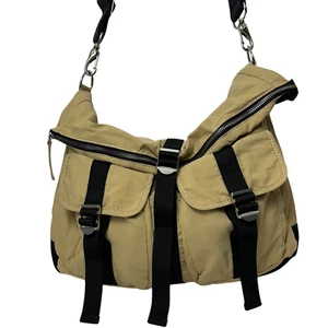 GAP Khaki Messenger Bag Nylon Crossbody Shoulder Bag with Buckle Straps Utility - Picture 1 of 6