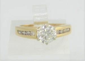 ESTATE 14K YG 0.62CT DIAMOND SOLITAIRE W/ ACCENTS ENGAGEMENT RING *GIA CERT* - Picture 1 of 19
