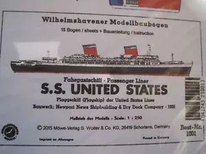 S.S. United States Wilhelmshavener Modellbaubogen Bastelbogen Kartonmodell - Bild 1 von 1